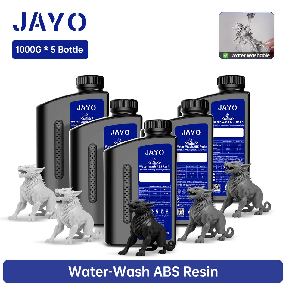JAYO Water Washable Resin For 3D Printer 405nm UV Resin Water-Wash 3D Printer Resin For DLP LCD Printer 3D Printing Material