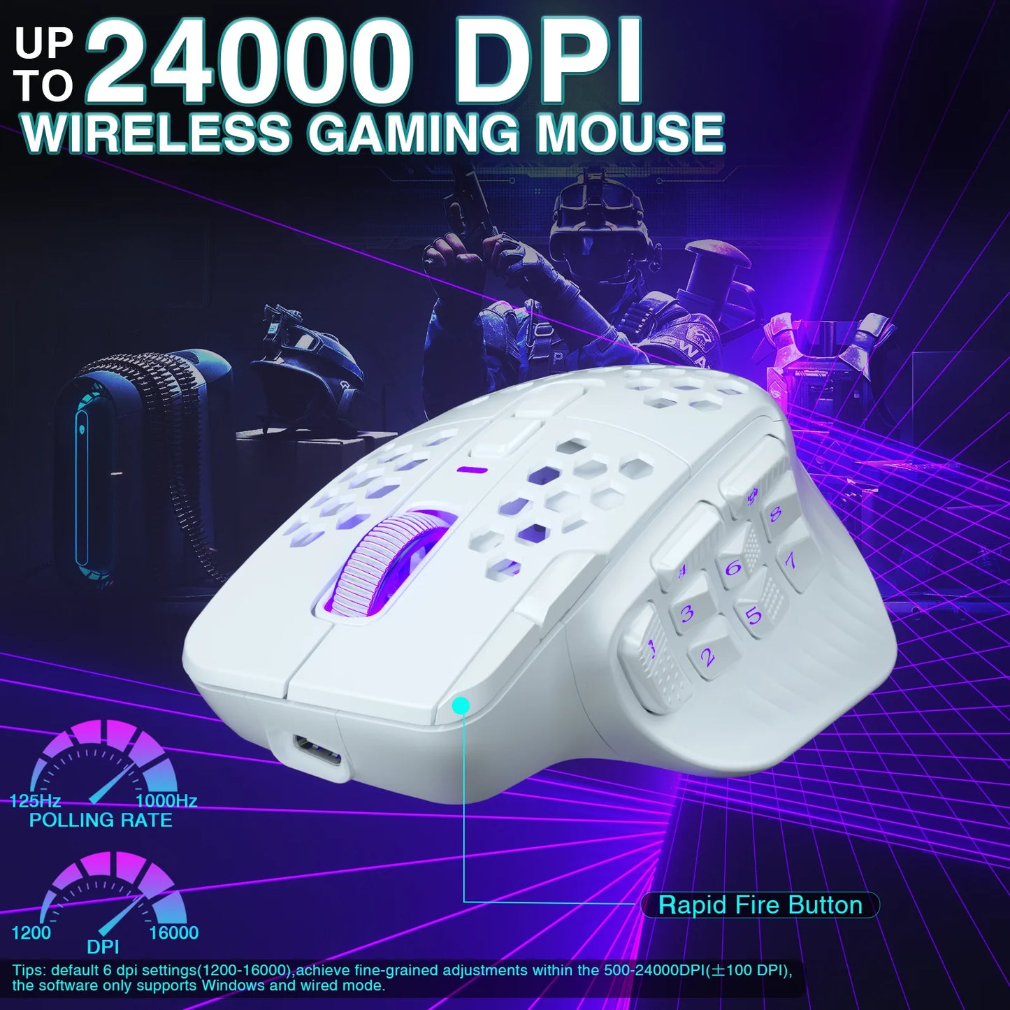 SOLAKAKA SM809 Pro Wireless MMO Gaming Mouse 16 Buttons 24000 DPI Wireles Mouse Ergonomic PAW3311 Sensor