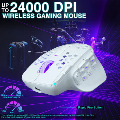 SOLAKAKA SM809 Pro Wireless MMO Gaming Mouse 16 Buttons 24000 DPI Wireles Mouse Ergonomic PAW3311 Sensor
