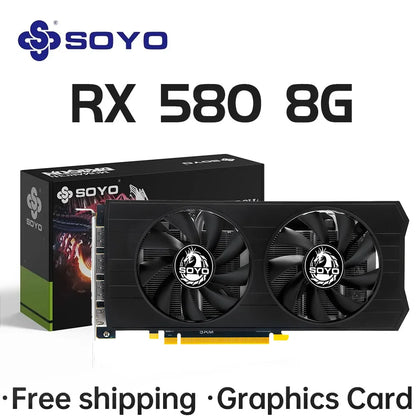 SOYO AMD Radeon RX580 8G Graphics Card GDDR5 Video Card HDMI DP DVI PCIE3.0x16 Gaming GPU RX 580 Cards Computer components