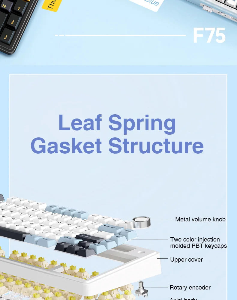 AULA F75 Wireless Mechanical Keyboard Hotswap Gasket Gaming Keyboard 75% Layout for PC for Laptop