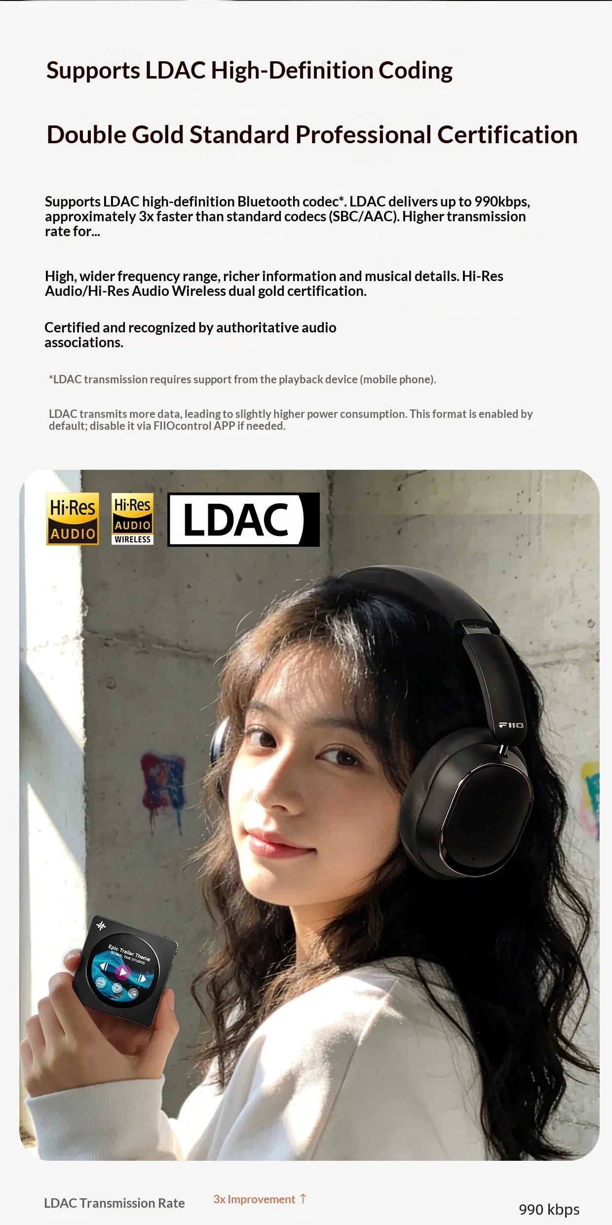 Fiio Eh13 Headphones Over Ear Gaming Bluetooth Dynamic Anc Noise Reduction Ldac Hifi Audio Long Battery Life Wireless Headset
