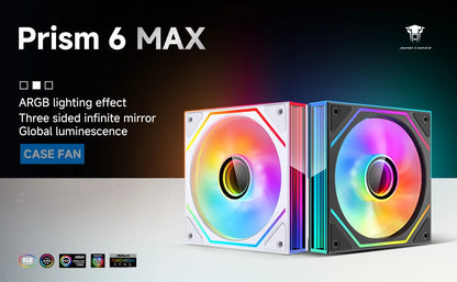 Jungle Leopard Prism 6MAX ARGB CPU Fan 120mm Black White 3 Side Infinity Mirrors PC Cooler Fan 5V 3PIN ARGB Mobo Sync 4PIN PWM
