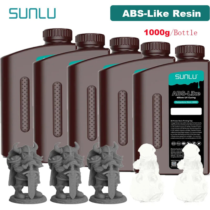 SUNLU 5KG ABS Like Resin 1000G/Bottle 405nm UV Curing Photopolymer Rapid 3D Resin for 2K 4K 6K 8K LCD/DLP/SLA 3D Printers