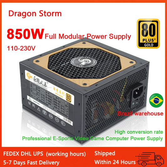 Full Modular ATX 850W 80Plus Gold 20+4Pin 12V Professional E-Sports Video Game Computer PSU For PC Desktop Power Supply