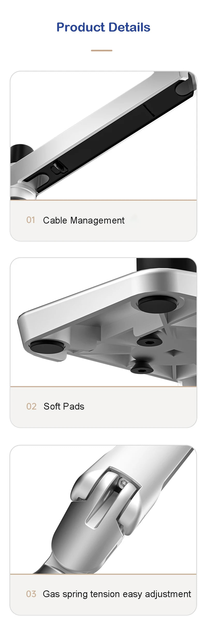 V62CT Aluminum Alloy Desktop Mount Dual Use 17-27 inch Monitor Support 17 inch Laptop Holder Mechanical Spring Arm