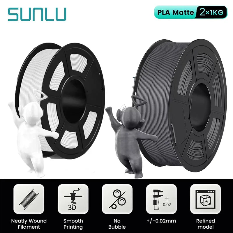 SUNLU Mix-Color 2Roll PLA/PLA Matte/Clear Filament 1.75mm 1kg Spool (2.2lbs) Neatly Wound Filament Fit Most FDM Printer