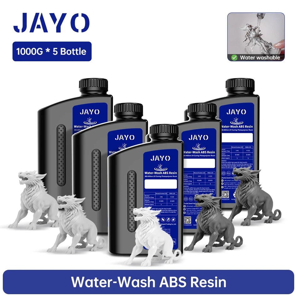 JAYO Water Washable Resin For 3D Printer 405nm UV Resin Water-Wash 3D Printer Resin For DLP LCD Printer 3D Printing Material