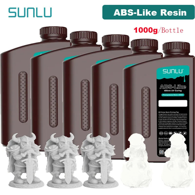 SUNLU 5KG ABS Like Resin 1000G/Bottle 405nm UV Curing Photopolymer Rapid 3D Resin for 2K 4K 6K 8K LCD/DLP/SLA 3D Printers