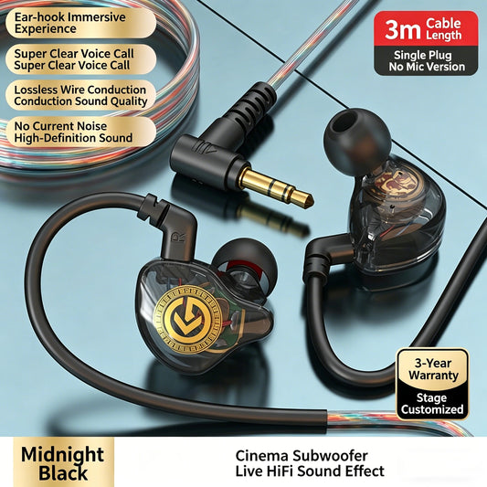3-meter wired gaming headset with 3.5mm angled plug and Hi-Fi sound quality