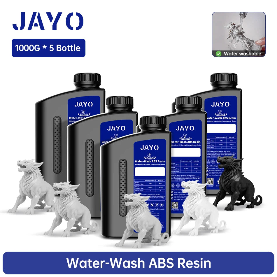 JAYO Water Washable Resin For 3D Printer 405nm UV Resin Water-Wash 3D Printer Resin For DLP LCD Printer 3D Printing Material