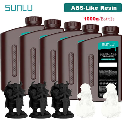 SUNLU 5KG ABS Like Resin 1000G/Bottle 405nm UV Curing Photopolymer Rapid 3D Resin for 2K 4K 6K 8K LCD/DLP/SLA 3D Printers