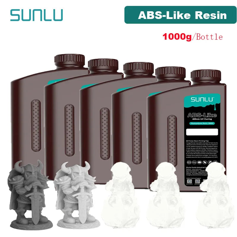 SUNLU 5KG ABS Like Resin 1000G/Bottle 405nm UV Curing Photopolymer Rapid 3D Resin for 2K 4K 6K 8K LCD/DLP/SLA 3D Printers