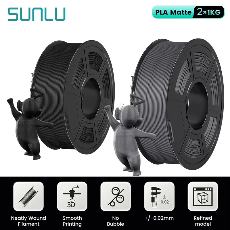 SUNLU Mix-Color 2Roll PLA/PLA Matte/Clear Filament 1.75mm 1kg Spool (2.2lbs) Neatly Wound Filament Fit Most FDM Printer