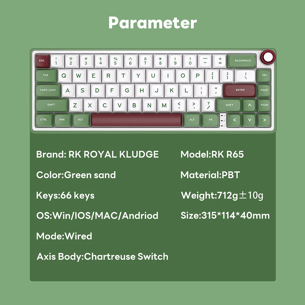 RK R65 Brazilian Portuguese Mechanical keyboard 66Keys Gasket RGB Backlit Hot-swappable Gamer keyboard Brazil RK Royal Kludge