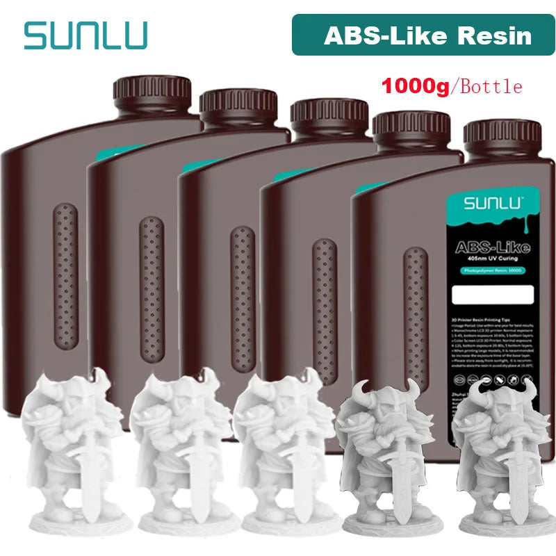 SUNLU 5KG ABS Like Resin 1000G/Bottle 405nm UV Curing Photopolymer Rapid 3D Resin for 2K 4K 6K 8K LCD/DLP/SLA 3D Printers