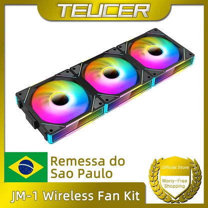 TEUCER JM-1 Fan Kit 3 in 1 ARGB Mirror Cycle Light Effect 4Pin PWM 800-2000RPM Water Cooling 360mm Wireless PC Cooler Fan