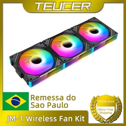 TEUCER JM-1 Fan Kit 3 in 1 ARGB Mirror Cycle Light Effect 4Pin PWM 800-2000RPM Water Cooling 360mm Wireless PC Cooler Fan