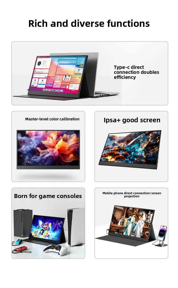 15.6" FHD IPS Portable Touch Monitor, USB-C Plug & Play Second Screen for Laptop/Mobile/Switch/PS5/Xbox, for Gaming & Office