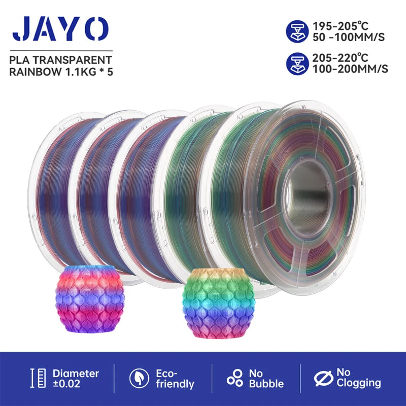 JAYO 5Rolls PLA/PLA Plus/petg/ABS/TPU/PLA meta/PLAYG/HS-PLA 3D Printer Filament 1.75mm FDM 3D Printer Materials for 3D Printer