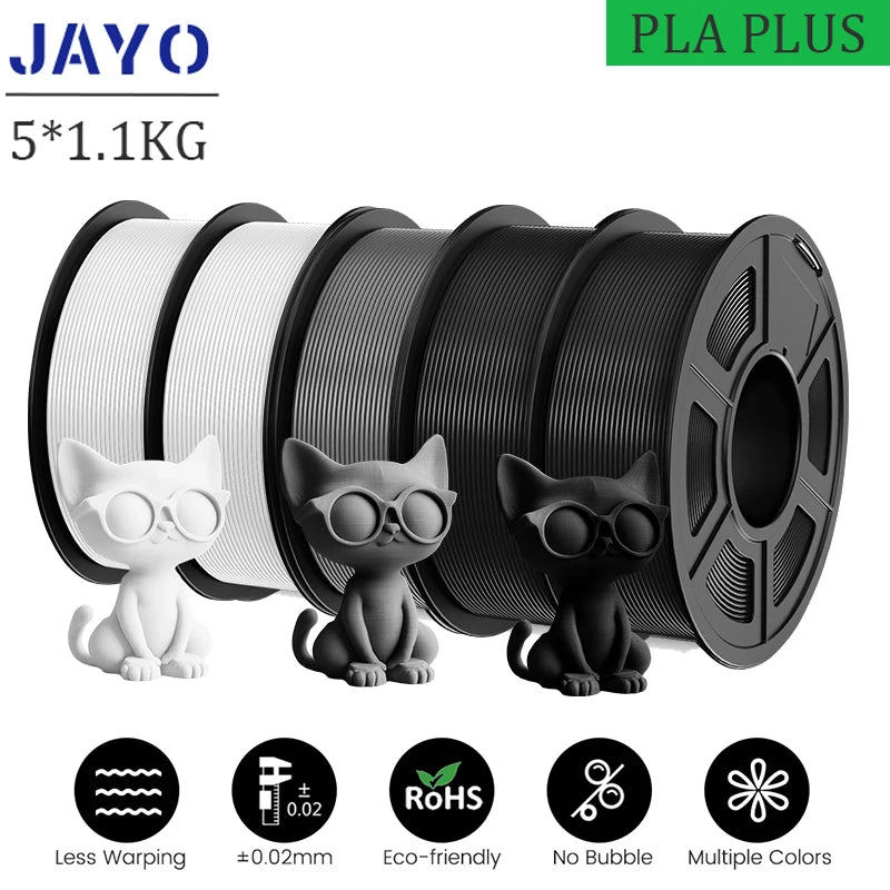 JAYO 5Rolls PLA/PLA Plus/petg/ABS/TPU/PLA meta/PLAYG/HS-PLA 3D Printer Filament 1.75mm FDM 3D Printer Materials for 3D Printer