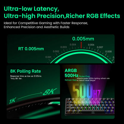 Akko MonsGeek FUN68 HE Magnetic Switch Keyboard 65% Rapid Trigger 0.005mm 8K ARGB Wired Esports Gaming Keyboard for Gamer