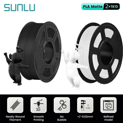 SUNLU Mix-Color 2Roll PLA/PLA Matte/Clear Filament 1.75mm 1kg Spool (2.2lbs) Neatly Wound Filament Fit Most FDM Printer
