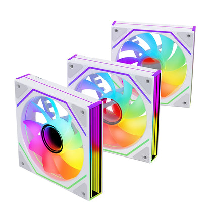 Jungle Leopard Prism 6MAX ARGB CPU Fan 120mm Black White 3 Side Infinity Mirrors PC Cooler Fan 5V 3PIN ARGB Mobo Sync 4PIN PWM
