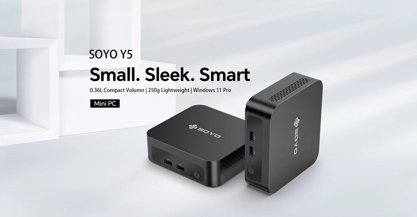 SOYO Mini PC Y5AIR Intel i5 4250U & Y5PLUS i7 4600U CPU 8G RAM 128G ROM VGA USB3.0 M.2 Win11Pro Desktop Computer WiFi BT4.2