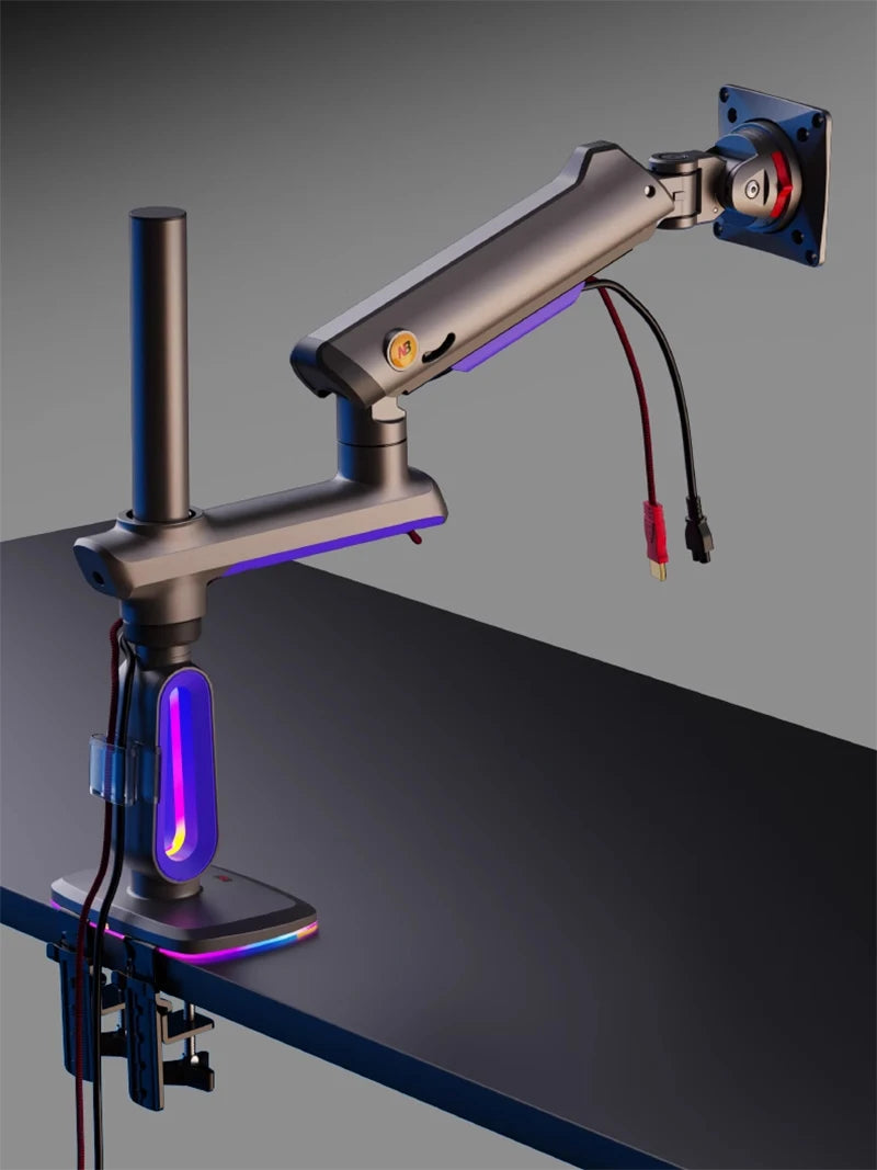 NB F7 E7 Gaming Monitor Arm 32-60 Inch Curved Arc Screen Desktop 2-20kgs Ultra Wide Monitor Holder Mount with RGB Light