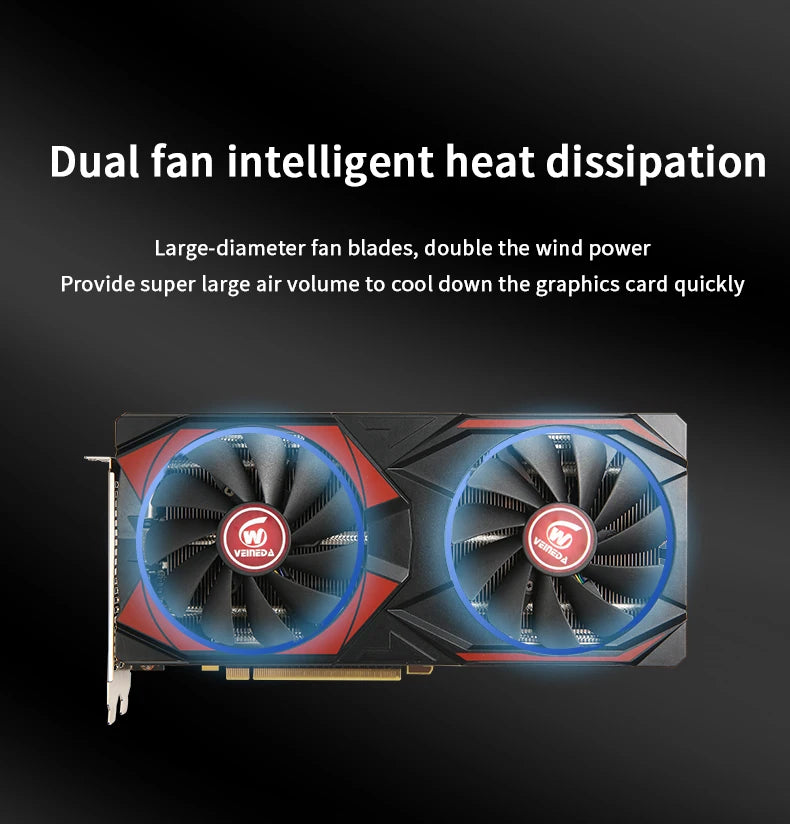 Veineda RX 5700XT 8GB Graphics Card GPU GDDR6 256Bit 8pin+6pin  7nm DP*3 HDMI*1  Video Card Support Desktop CPU placa de video