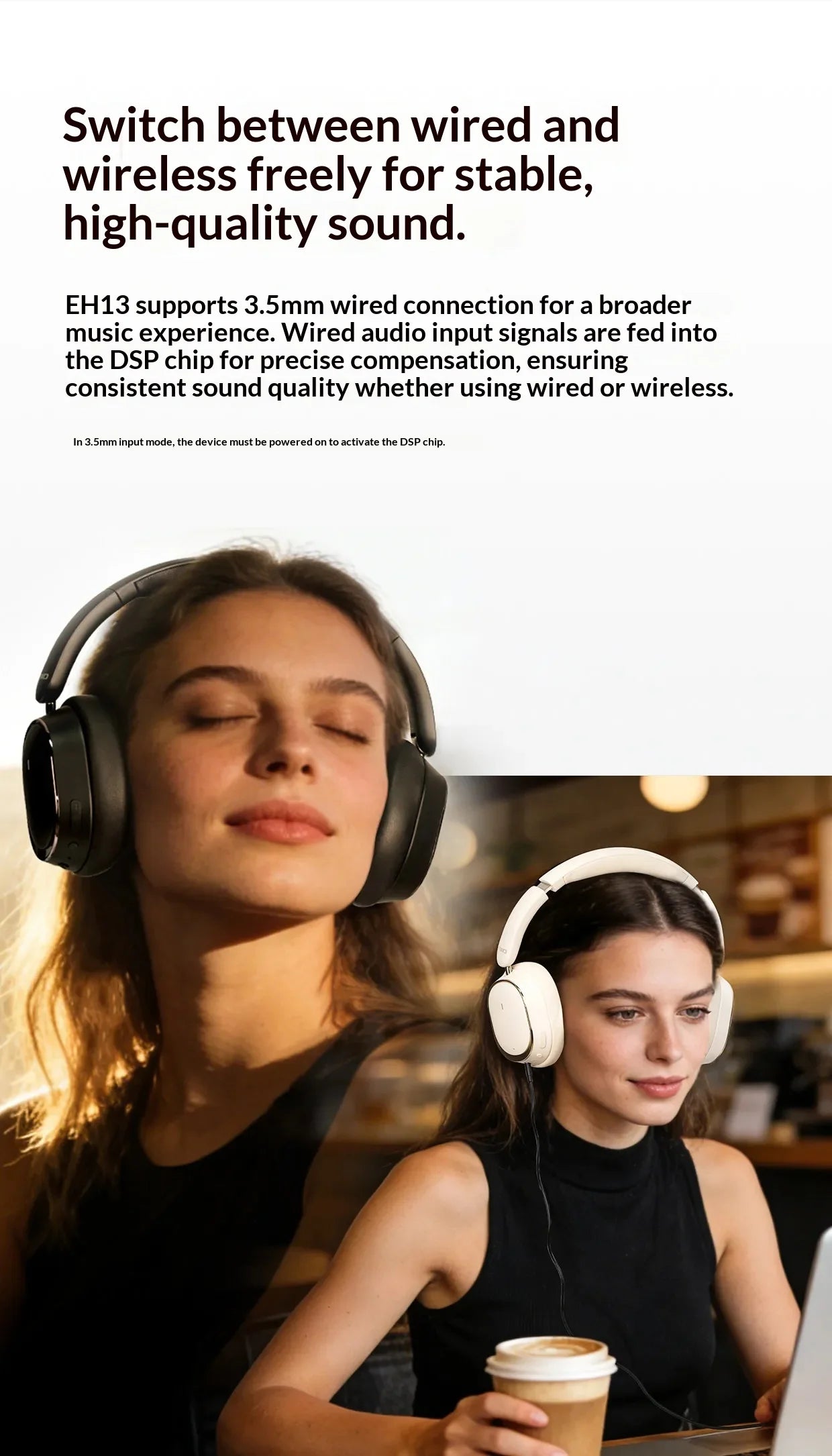 Fiio Eh13 Headphones Over Ear Gaming Bluetooth Dynamic Anc Noise Reduction Ldac Hifi Audio Long Battery Life Wireless Headset